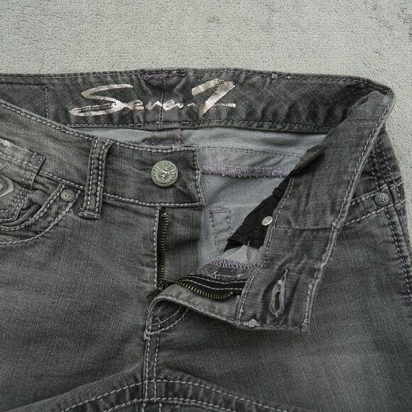 Seven7 Jeans Women's Size 27 Gray Low-Rise Skinny Denim 29" Inseam Distressed - Picture 4 of 16